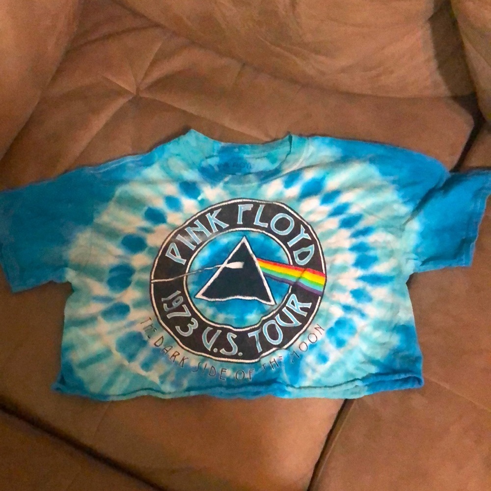 Pink Floyd 1973 US Tour blue tie dye crop top